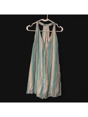 Olivaceous Blue and white vertical striped dress size M NWT